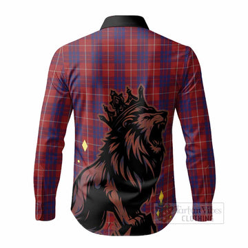 Hamilton Tartan Family Crest Long Sleeve Button Shirts Crowned Lion Roaring