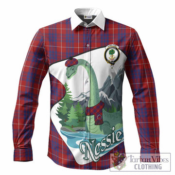 Hamilton Tartan Family Crest Long Sleeve Button Shirts Nessie Scottish Loch Ness Monster