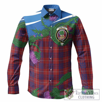 Hamilton Tartan Family Crest Long Sleeve Button Shirts Thistle in Minimalism