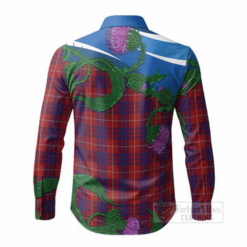 Hamilton Tartan Family Crest Long Sleeve Button Shirts Thistle in Minimalism