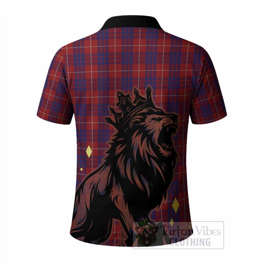 Hamilton Tartan Family Crest Polo Shirt Crowned Lion Roaring