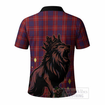 Hamilton Tartan Family Crest Polo Shirt Crowned Lion Roaring