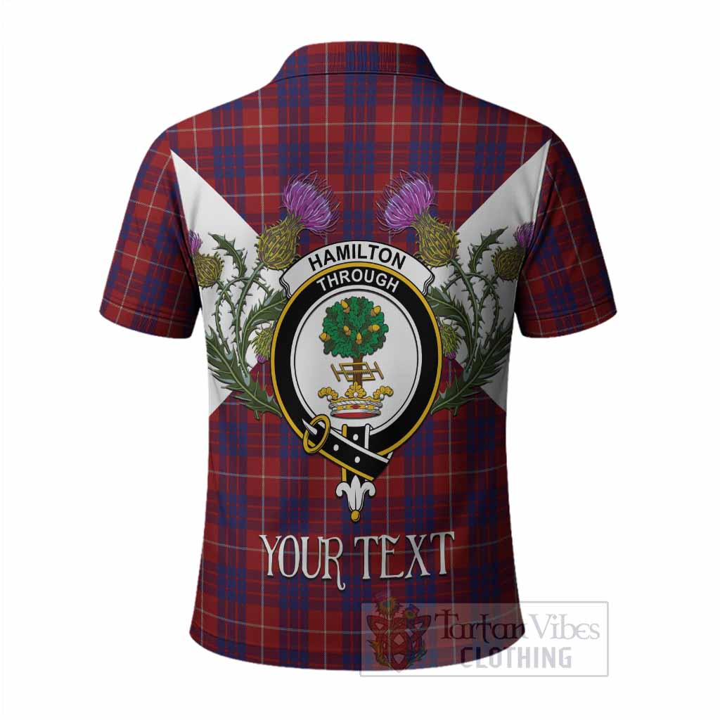 Hamilton Tartan Family Crest Polo Shirt Scottish Burns Night Thistle Floral