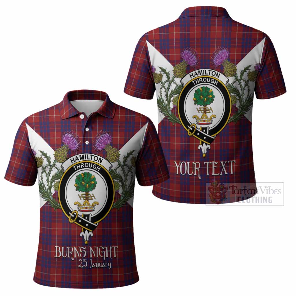 Hamilton Tartan Family Crest Polo Shirt Scottish Burns Night Thistle Floral