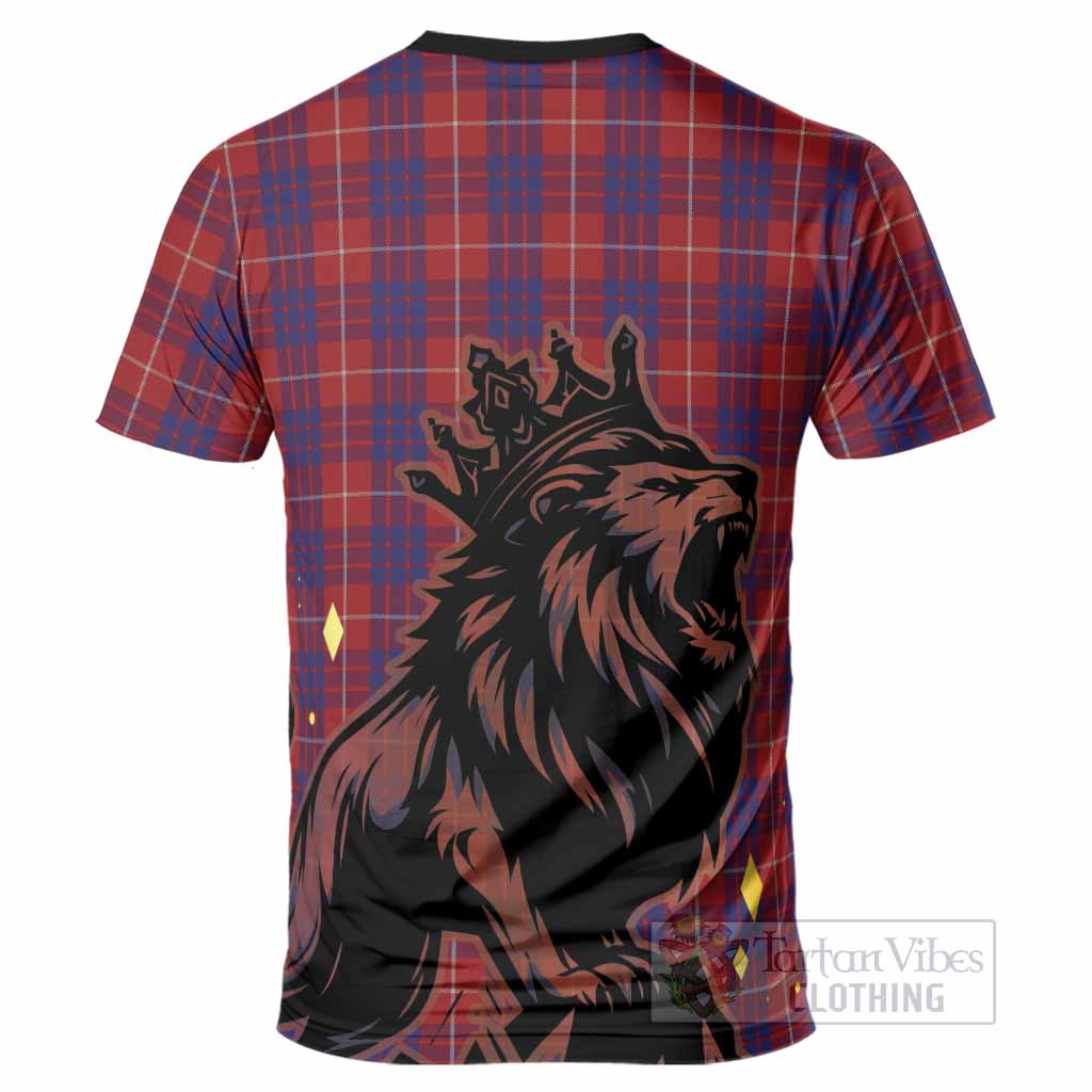 Hamilton Tartan Family Crest T-Shirt Crowned Lion Roaring