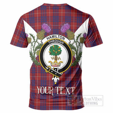 Hamilton Tartan Family Crest T-Shirt Scottish Burns Night Thistle Floral