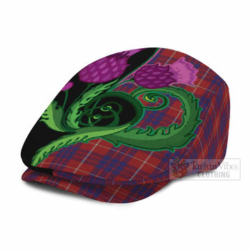 Hamilton Tartan Flat Cap, Jeff Cap Traditional Scottish Thistle