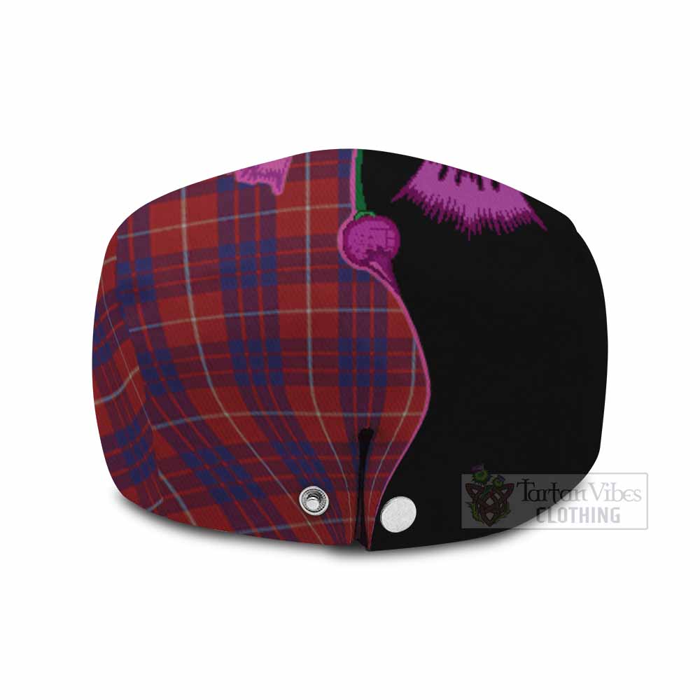 Hamilton Tartan Flat Cap, Jeff Cap Traditional Scottish Thistle
