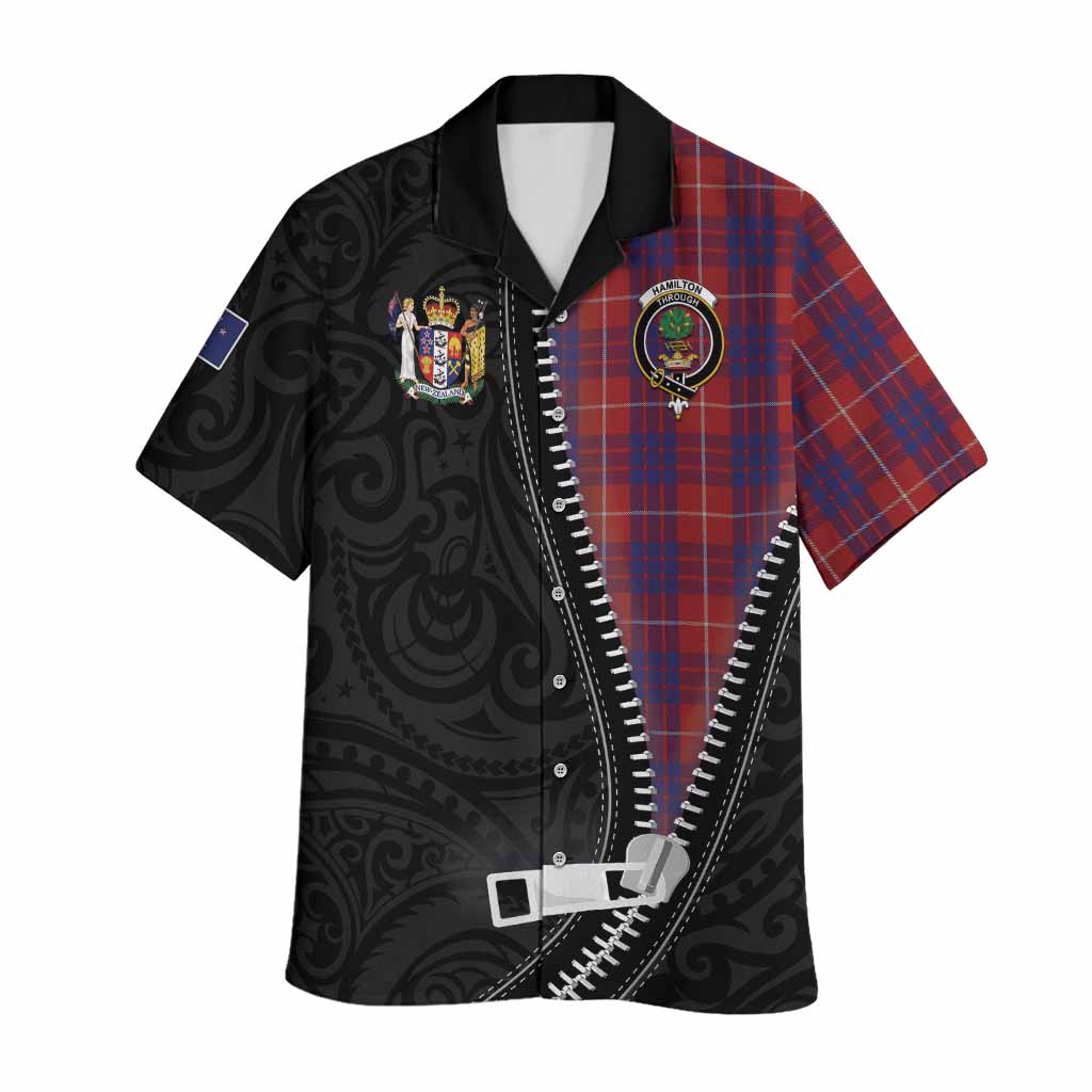 Hamilton Tartan Hawaiian Shirt New Zealand Pattern Unique Zipper Stylized