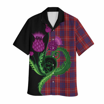 Hamilton Tartan Hawaiian Shirt Traditional Scottish Thistle
