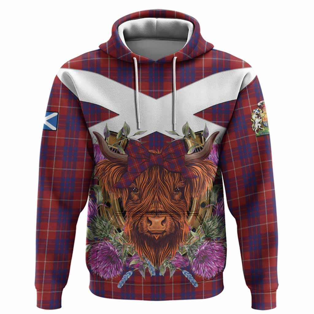 Hamilton Tartan Hoodie Scottish Thistle Heilan Coo