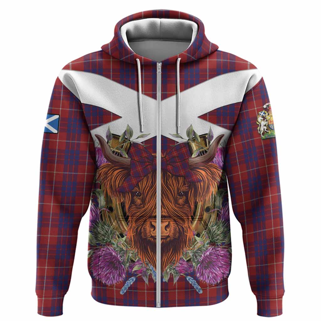 Hamilton Tartan Hoodie Scottish Thistle Heilan Coo