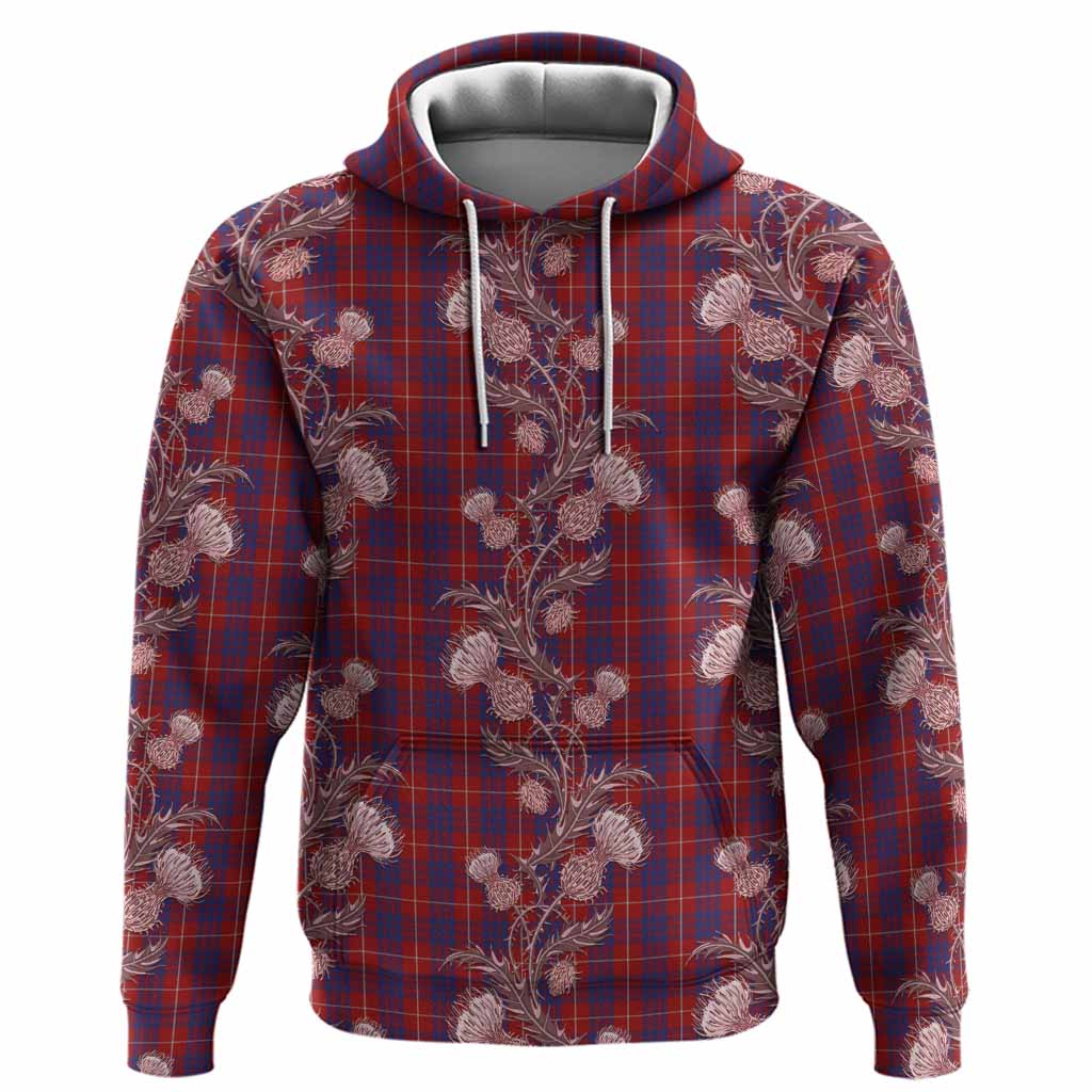 Hamilton Tartan Hoodie Seamless Scottish Thistle Flowers