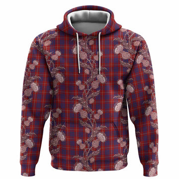 Hamilton Tartan Hoodie Seamless Scottish Thistle Flowers
