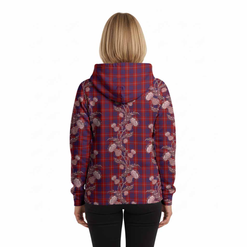 Hamilton Tartan Hoodie Seamless Scottish Thistle Flowers