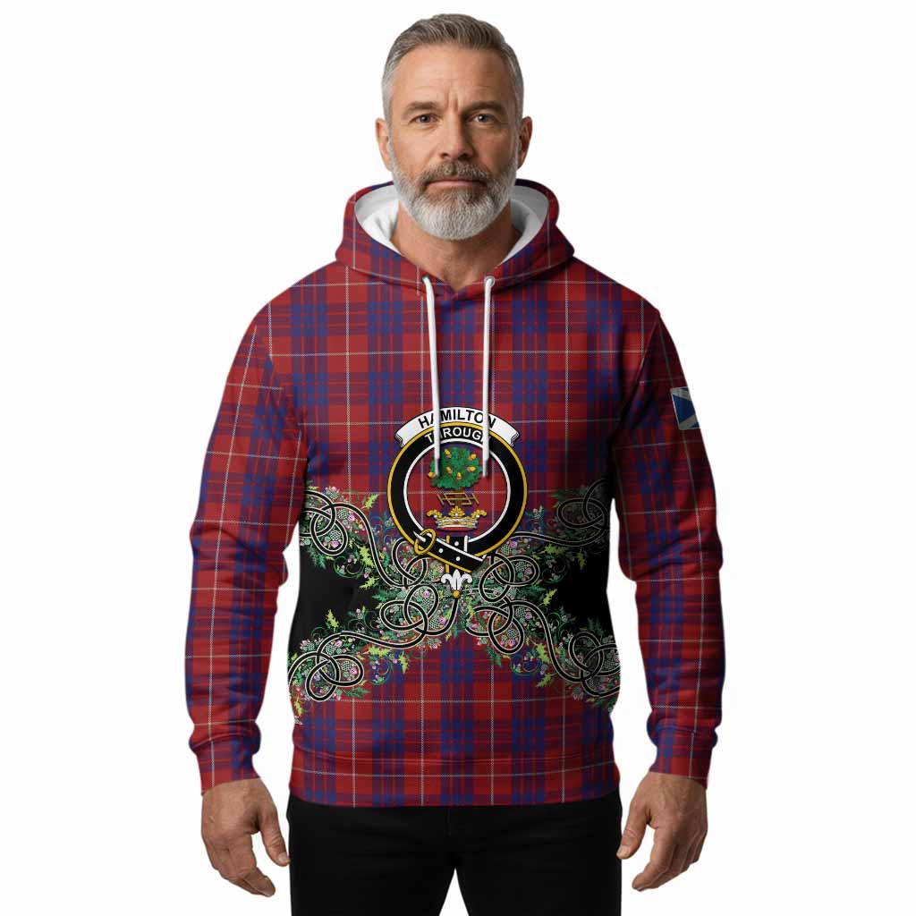 Hamilton Tartan Hoodie Thistle Scottish Spirit