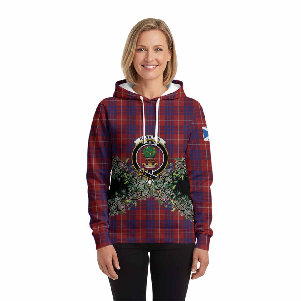 Hamilton Tartan Hoodie Thistle Scottish Spirit
