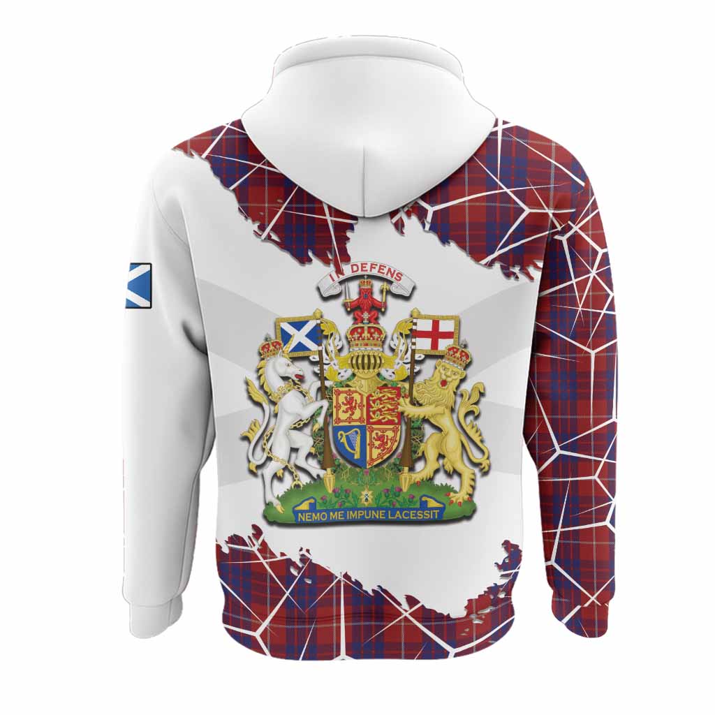 Hamilton Tartan Hoodie with Family Crest and Lion Rampant Grunge Style
