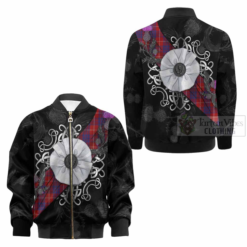Hamilton Tartan Kid Bomber Jacket Jacobite White Rose - Tartan Vibes Clothing