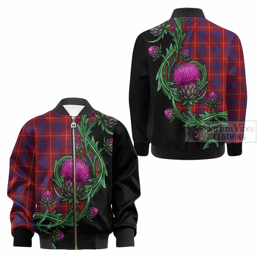 Hamilton Tartan Kid Bomber Jacket Resilient Scottish Thistle - Tartan Vibes Clothing