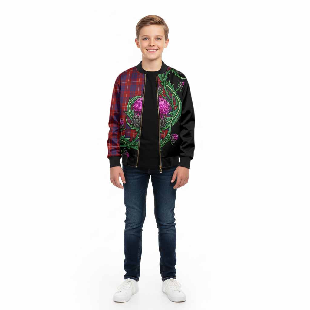 Hamilton Tartan Kid Bomber Jacket Resilient Scottish Thistle - Tartan Vibes Clothing