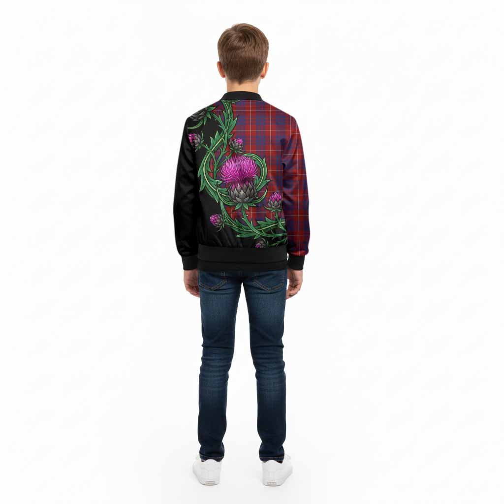 Hamilton Tartan Kid Bomber Jacket Resilient Scottish Thistle - Tartan Vibes Clothing
