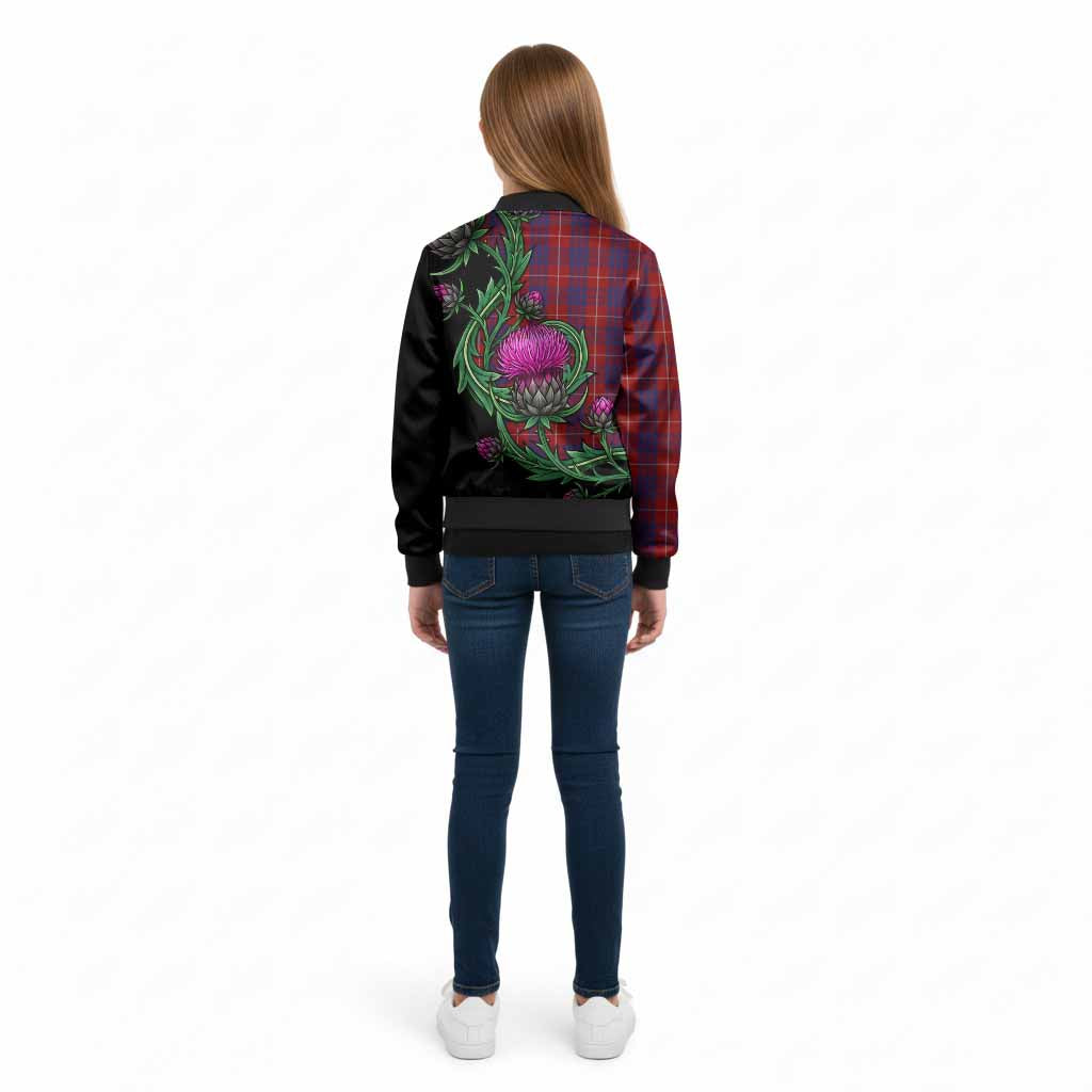 Hamilton Tartan Kid Bomber Jacket Resilient Scottish Thistle - Tartan Vibes Clothing