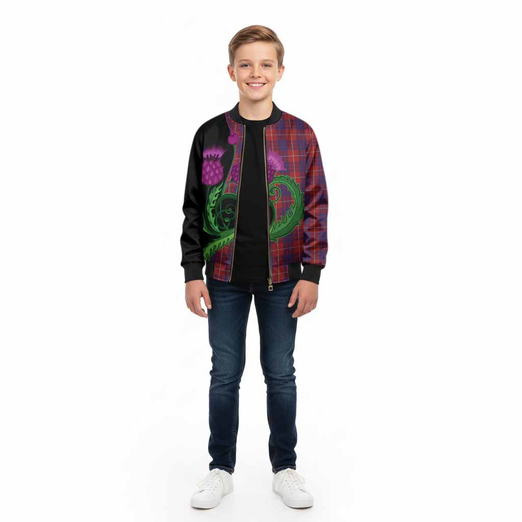 Hamilton Tartan Kid Bomber Jacket Traditional Scottish Thistle