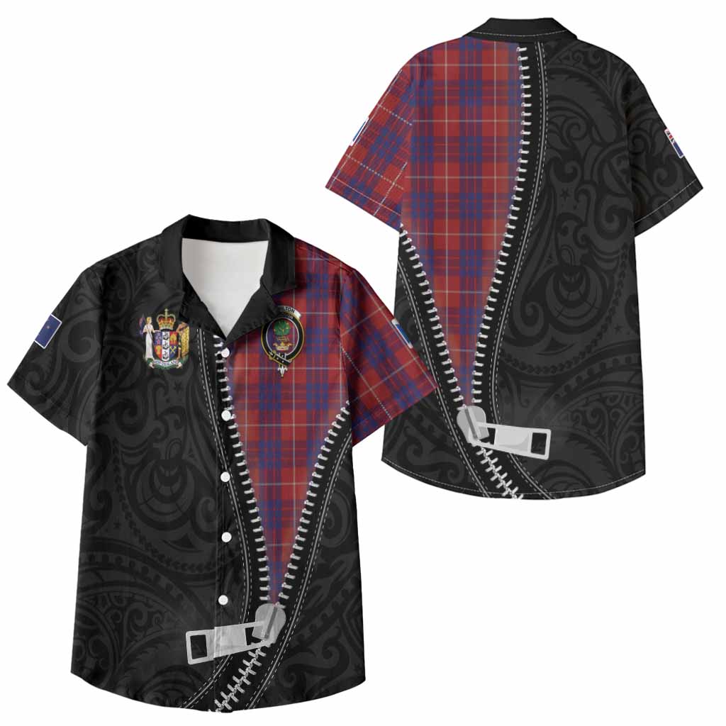 Hamilton Tartan Kid Hawaiian Shirt New Zealand Pattern Unique Zipper Stylized