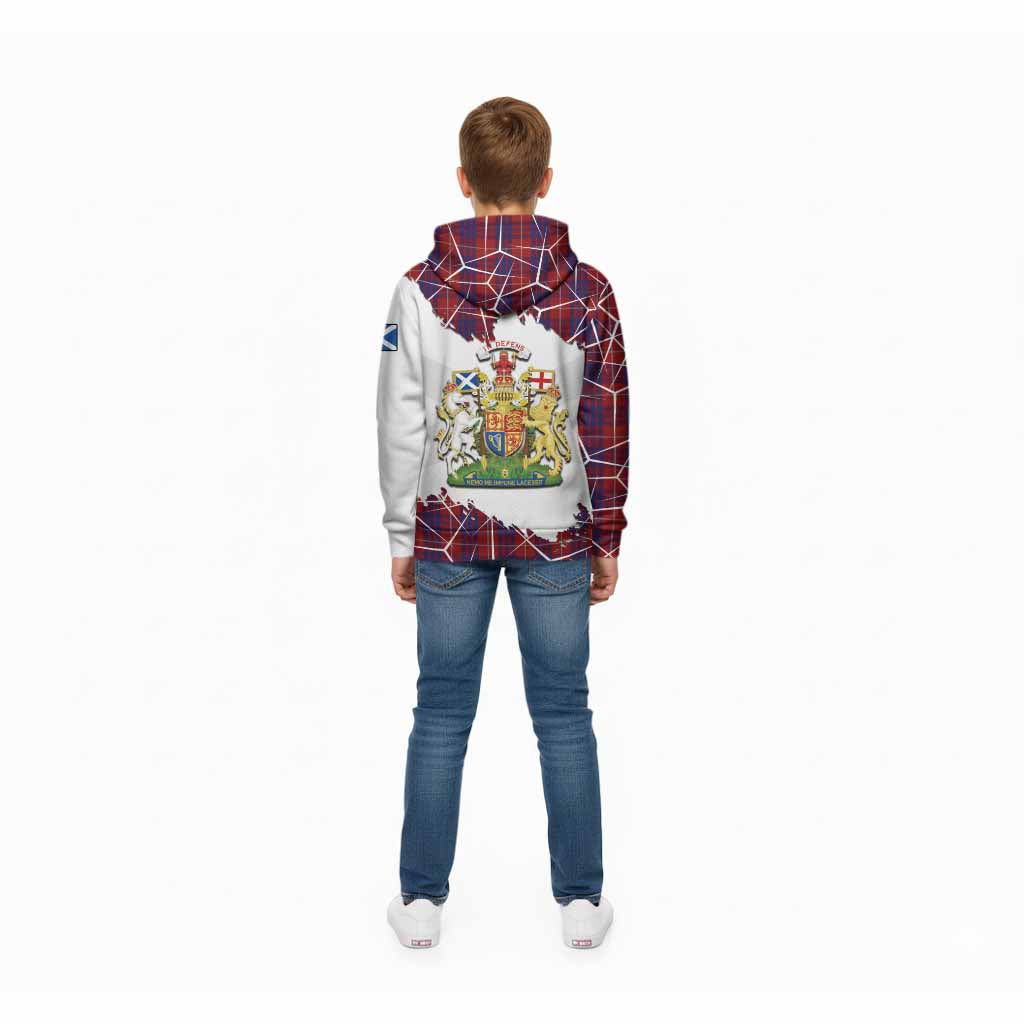 Hamilton Tartan Kid Hoodie with Family Crest and Lion Rampant Grunge Style