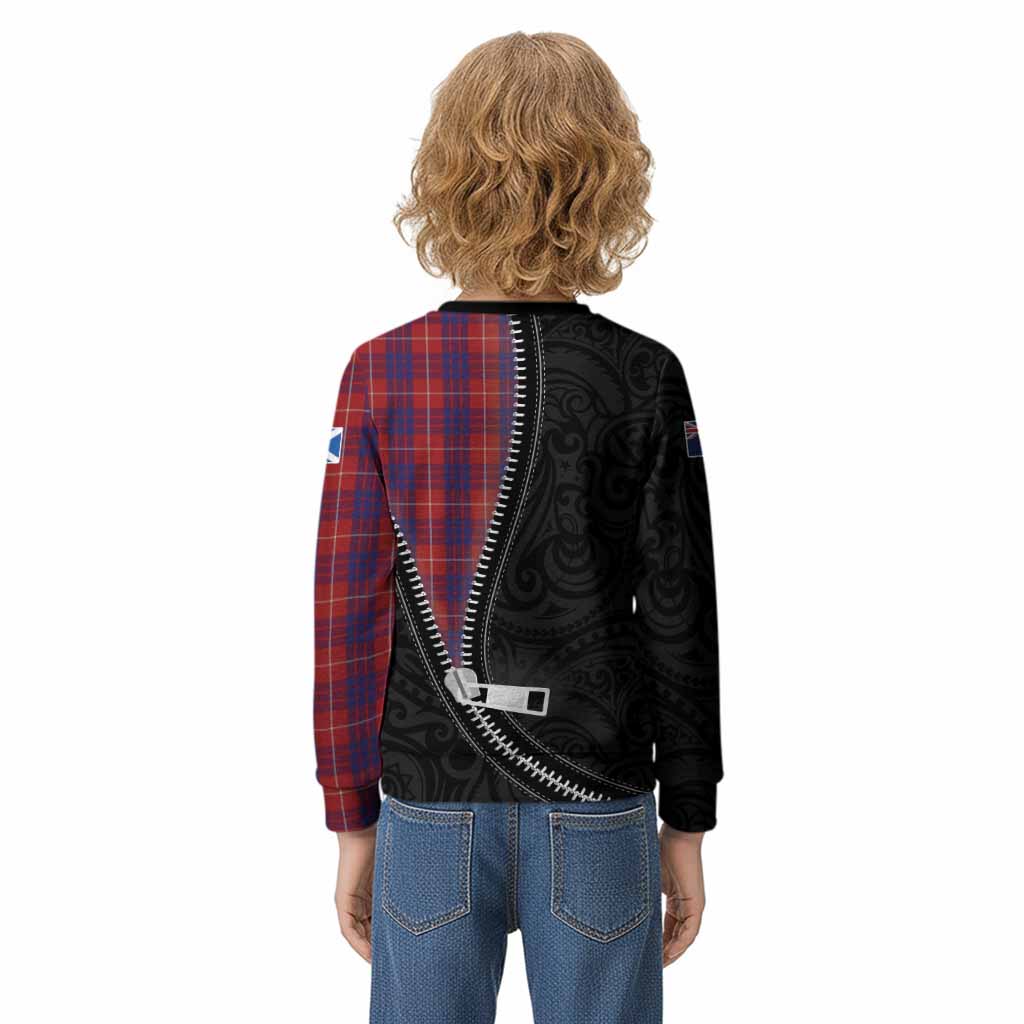 Hamilton Tartan Kid Knitted Sweatshirt New Zealand Pattern Unique Zipper Stylized