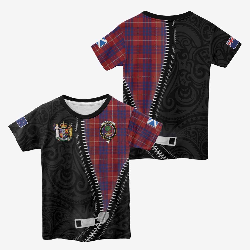 Hamilton Tartan Kid T-shirt New Zealand Pattern Unique Zipper Stylized