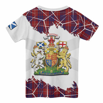 Hamilton Tartan Kid T-shirt with Family Crest and Lion Rampant Grunge Style