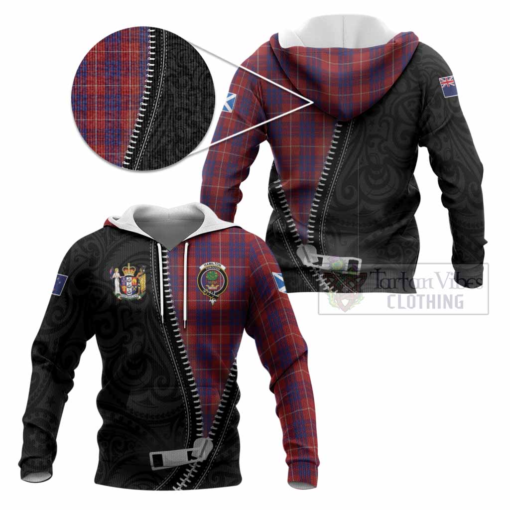 Hamilton Tartan Knitted Hoodie New Zealand Pattern Unique Zipper Stylized