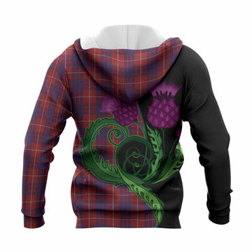 Hamilton Tartan Knitted Hoodie Traditional Scottish Thistle