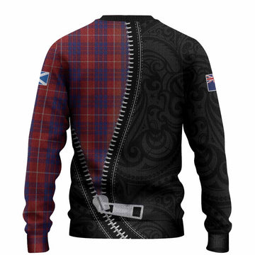 Hamilton Tartan Knitted Sweater New Zealand Pattern Unique Zipper Stylized