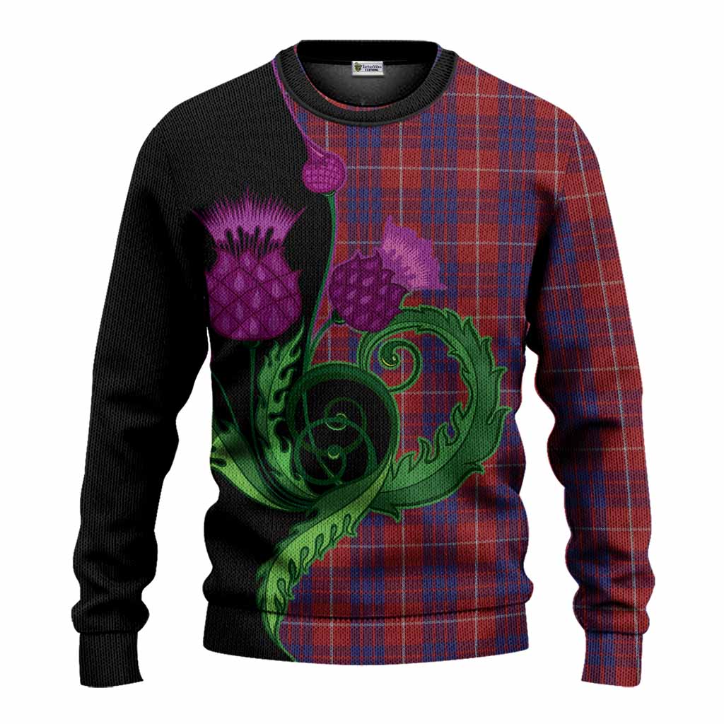 Hamilton Tartan Knitted Sweater Traditional Scottish Thistle