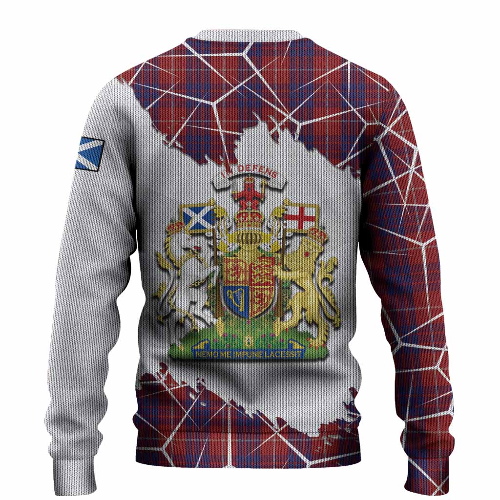 Hamilton Tartan Knitted Sweater with Family Crest and Lion Rampant Grunge Style