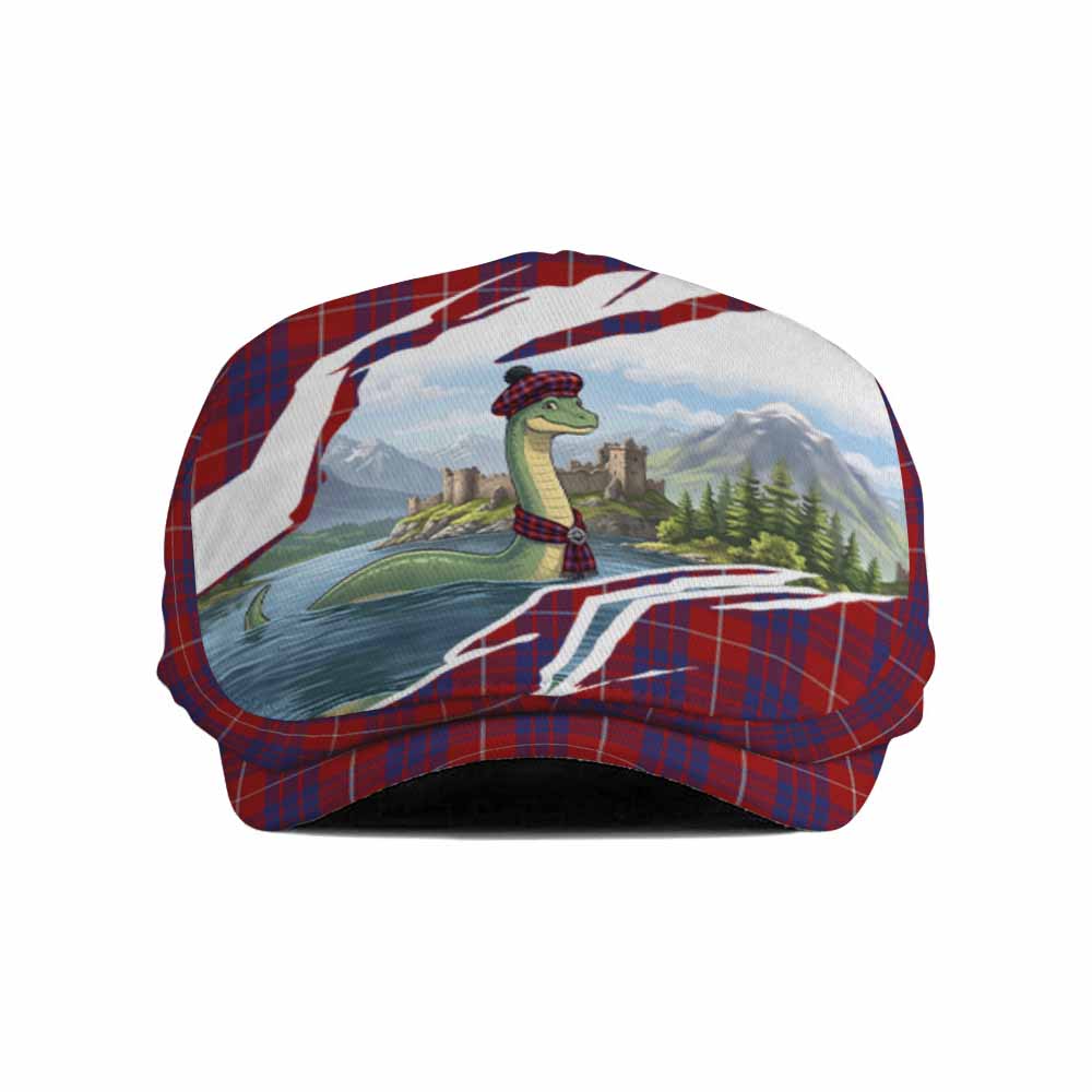 Hamilton Tartan Loch Ness Monster Scottish Heritage Art Flat Cap, Jeff Cap