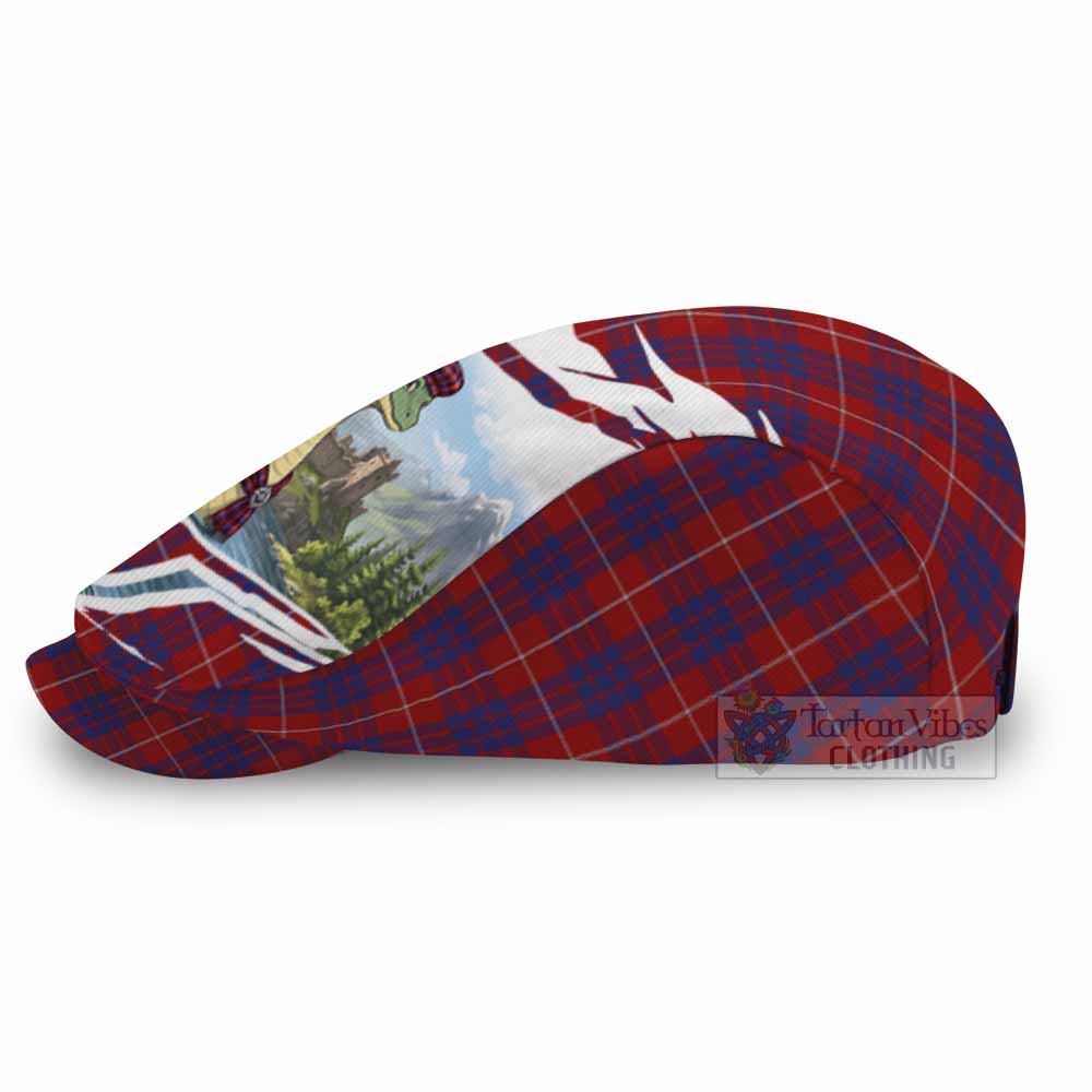 Hamilton Tartan Loch Ness Monster Scottish Heritage Art Flat Cap, Jeff Cap