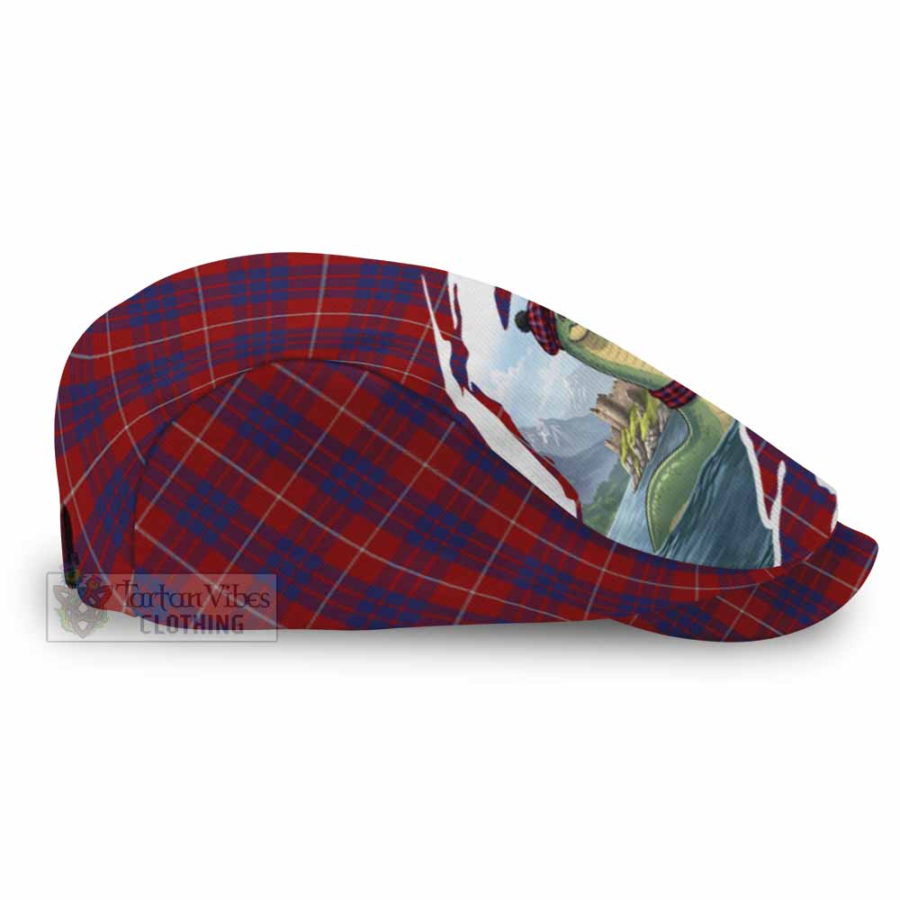 Hamilton Tartan Loch Ness Monster Scottish Heritage Art Flat Cap, Jeff Cap