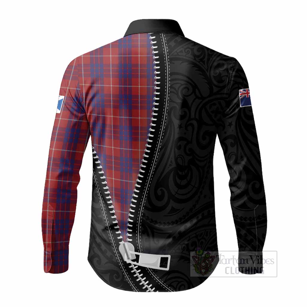 Hamilton Tartan Long Sleeve Button Shirts New Zealand Pattern Unique Zipper Stylized