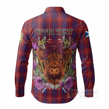 Hamilton Tartan Long Sleeve Button Shirts Scottish Thistle Heilan Coo