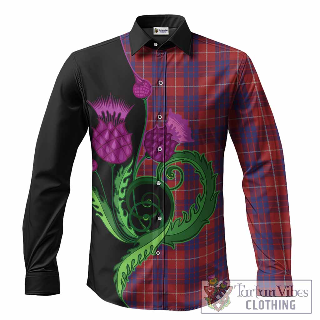 Hamilton Tartan Long Sleeve Button Shirts Traditional Scottish Thistle