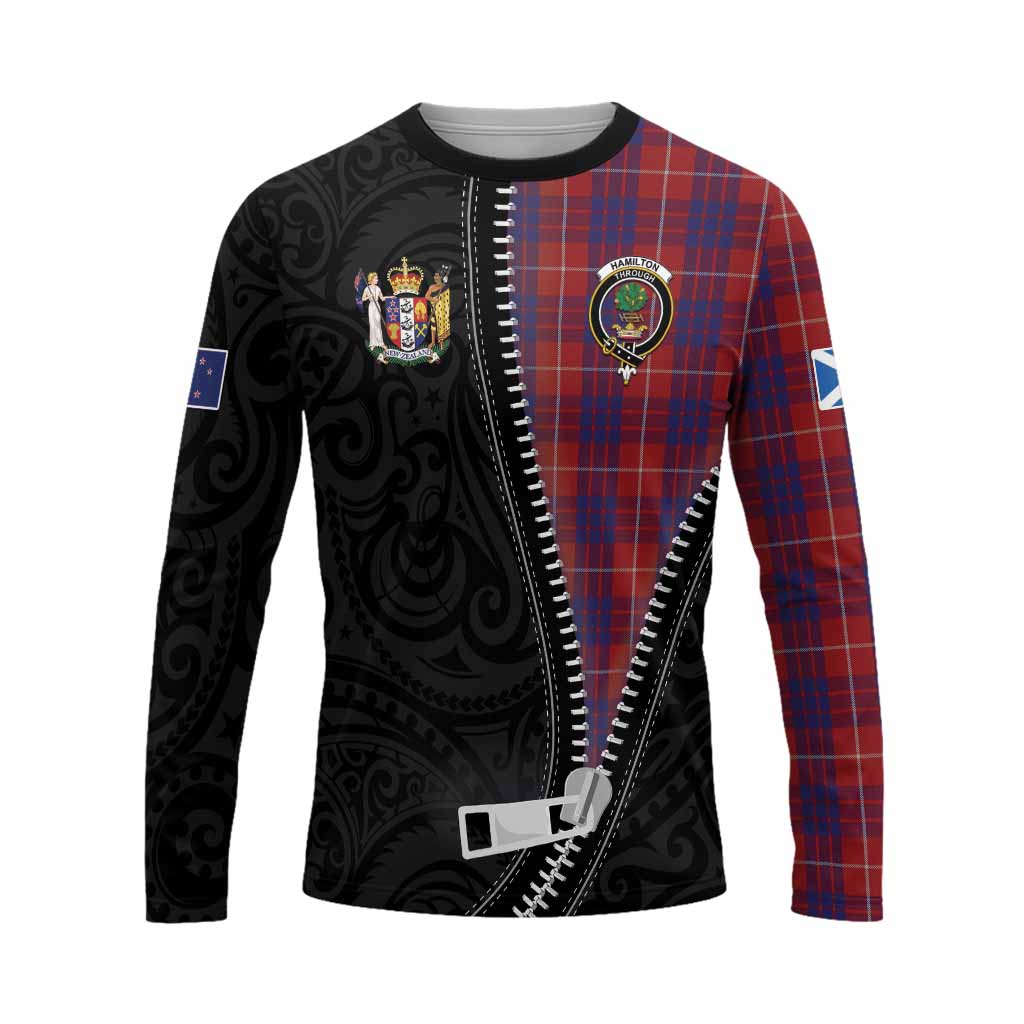 Hamilton Tartan Long Sleeve T-Shirt New Zealand Pattern Unique Zipper Stylized