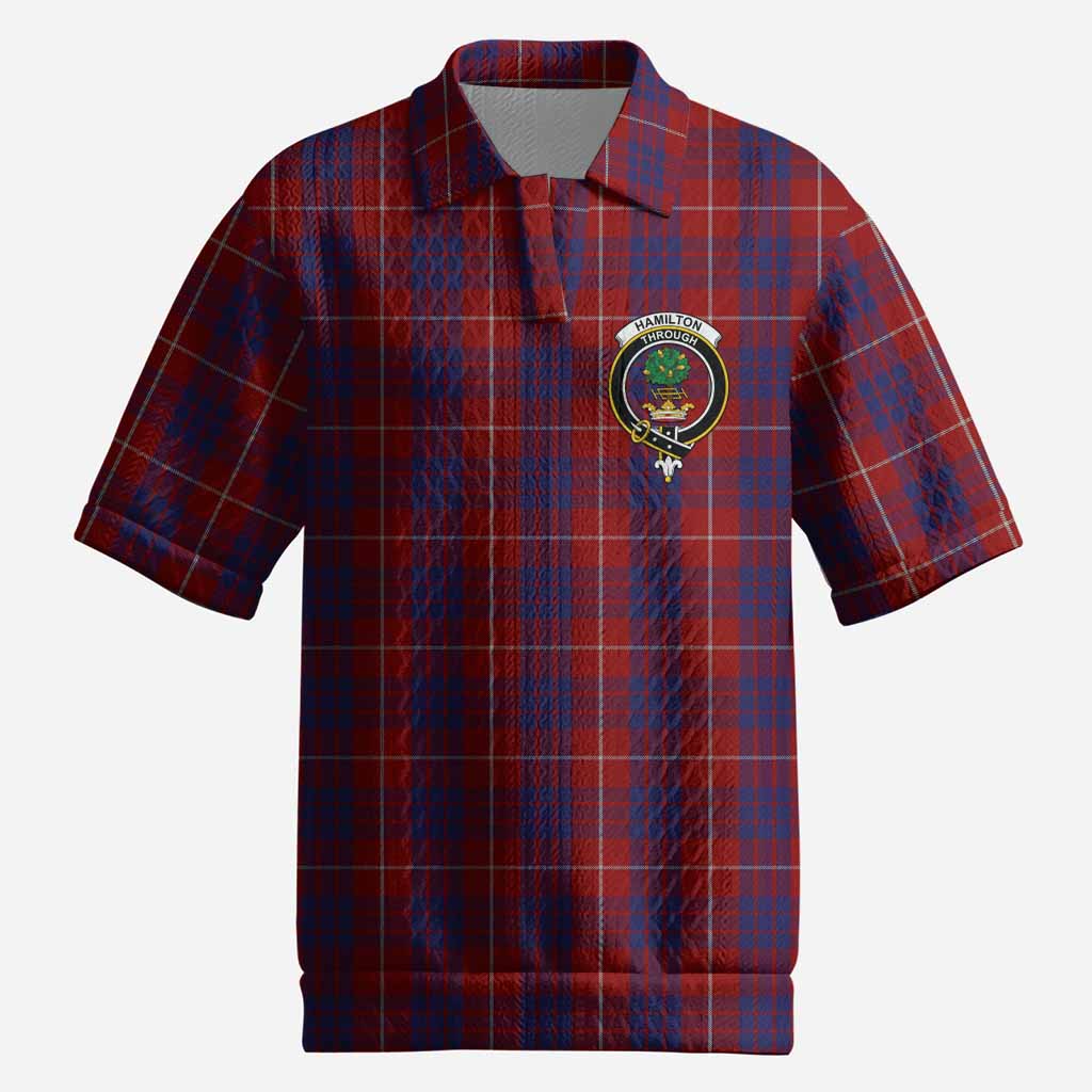 Hamilton Tartan Men’s Polo Sweater Top with Family Crest
