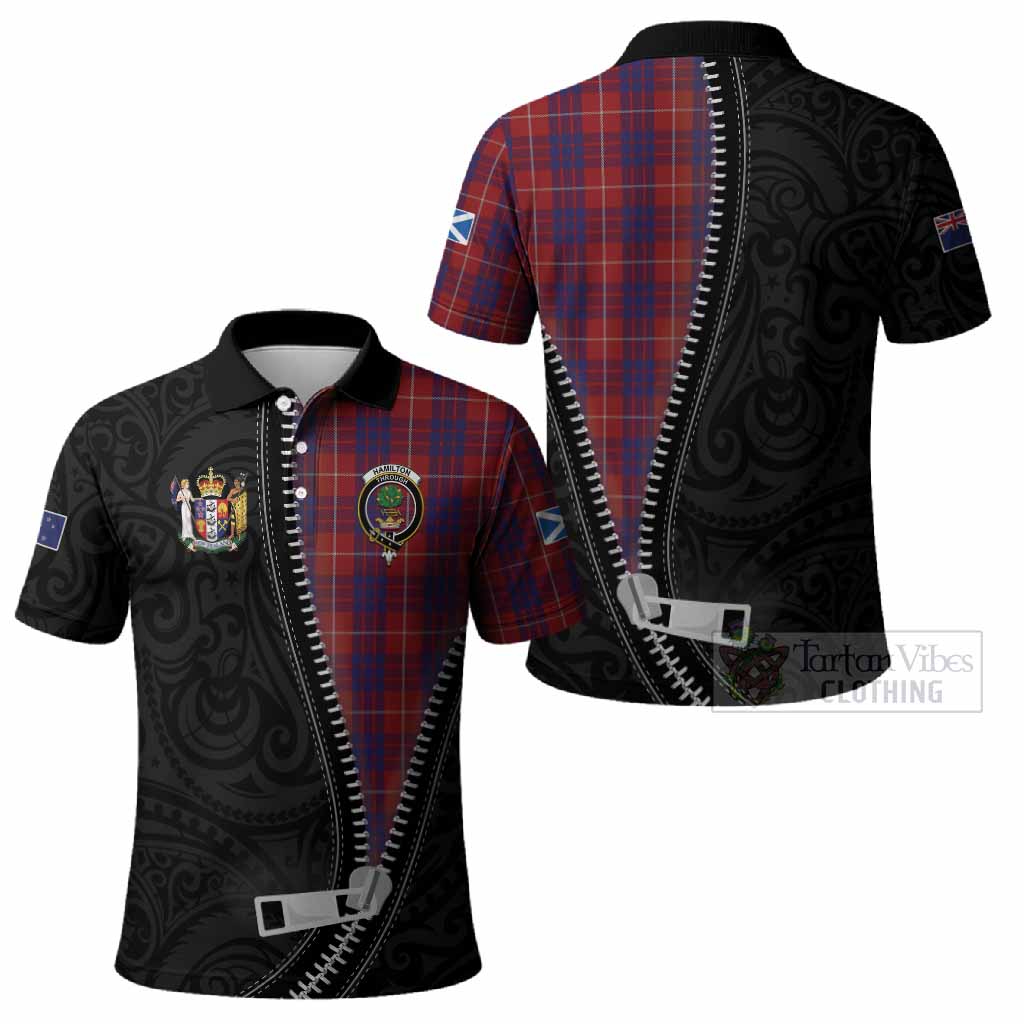 Hamilton Tartan Polo Shirt New Zealand Pattern Unique Zipper Stylized