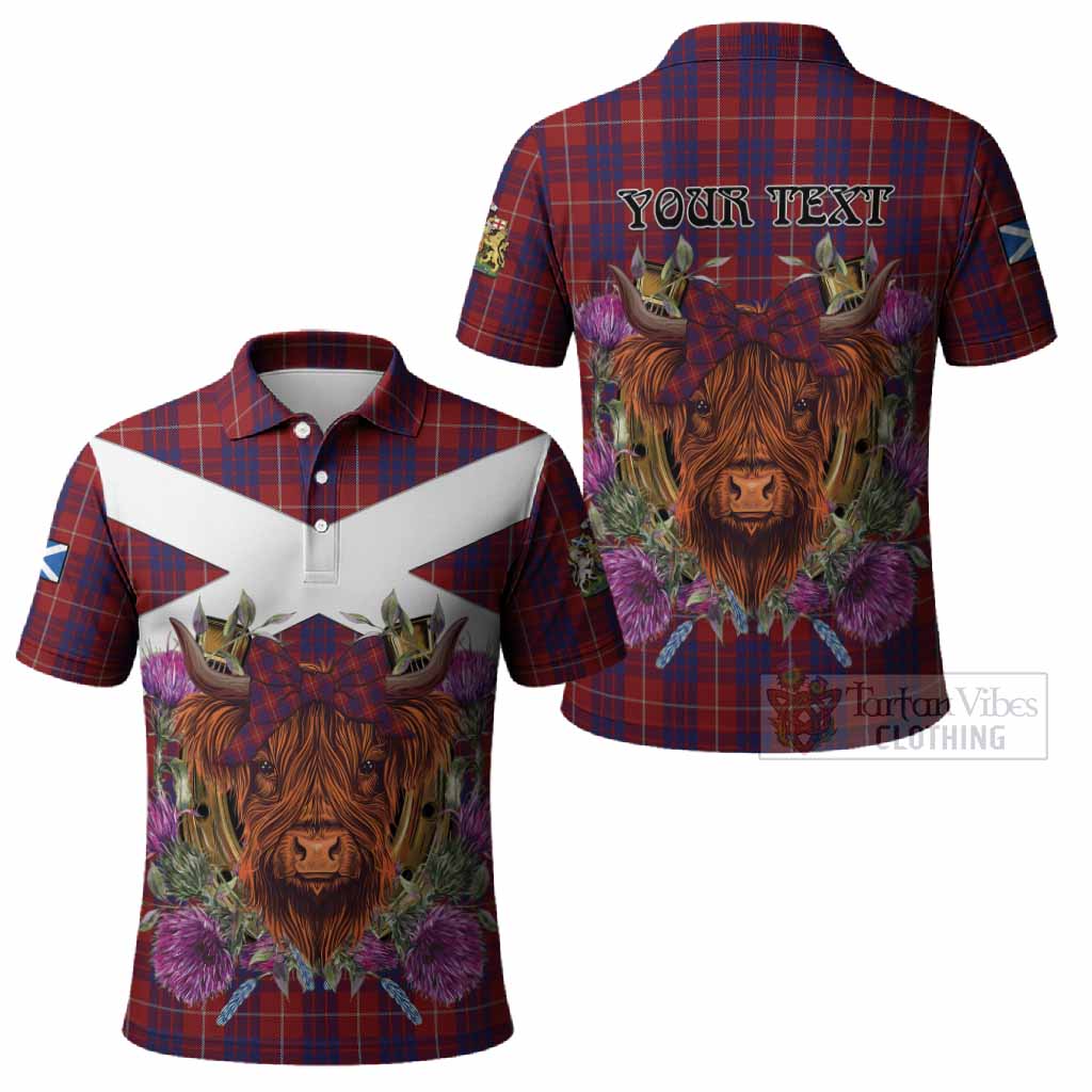Hamilton Tartan Polo Shirt Scottish Thistle Heilan Coo