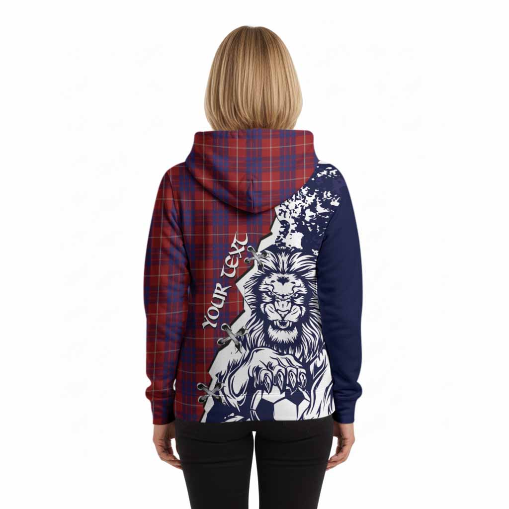Hamilton Tartan Scottish Hoodie Angry Lion With Soccer Ball Style
