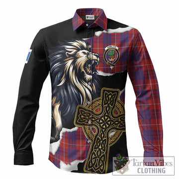 Hamilton Tartan Scottish Long Sleeve Button Shirts Lion Celtic Heritage